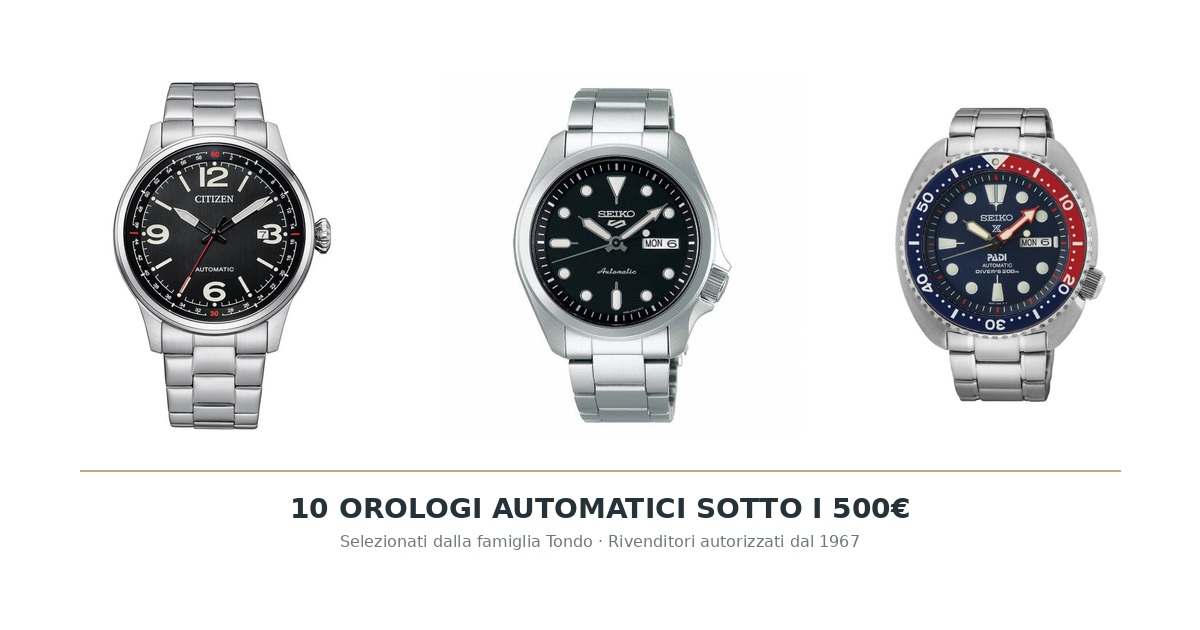 Migliori orologi automatici sotto i 500€ 2026: top 10